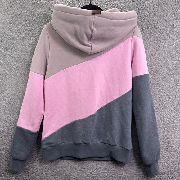 Wanakome Hoodie Women’s Small Pink Gray Colorblock Pullover Logo Patch soft cozy - Picture 8 of 13